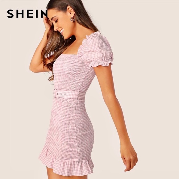 ***SOLD*** 💅🏼💗 Pink Gingham Puff Sleeve Mini Dress 💗💅🏼 Size Small (8) EUC - Picture 2 of 14